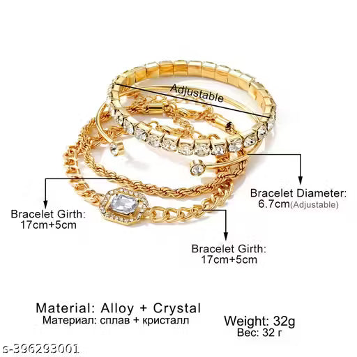 Goldiwala Best Gift For Sister Stackable Set of 4 Bracelet Combo With Gold-Plated For Women & Girls